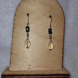 Silver Moin Moonstone And Iolite Drop Earrings